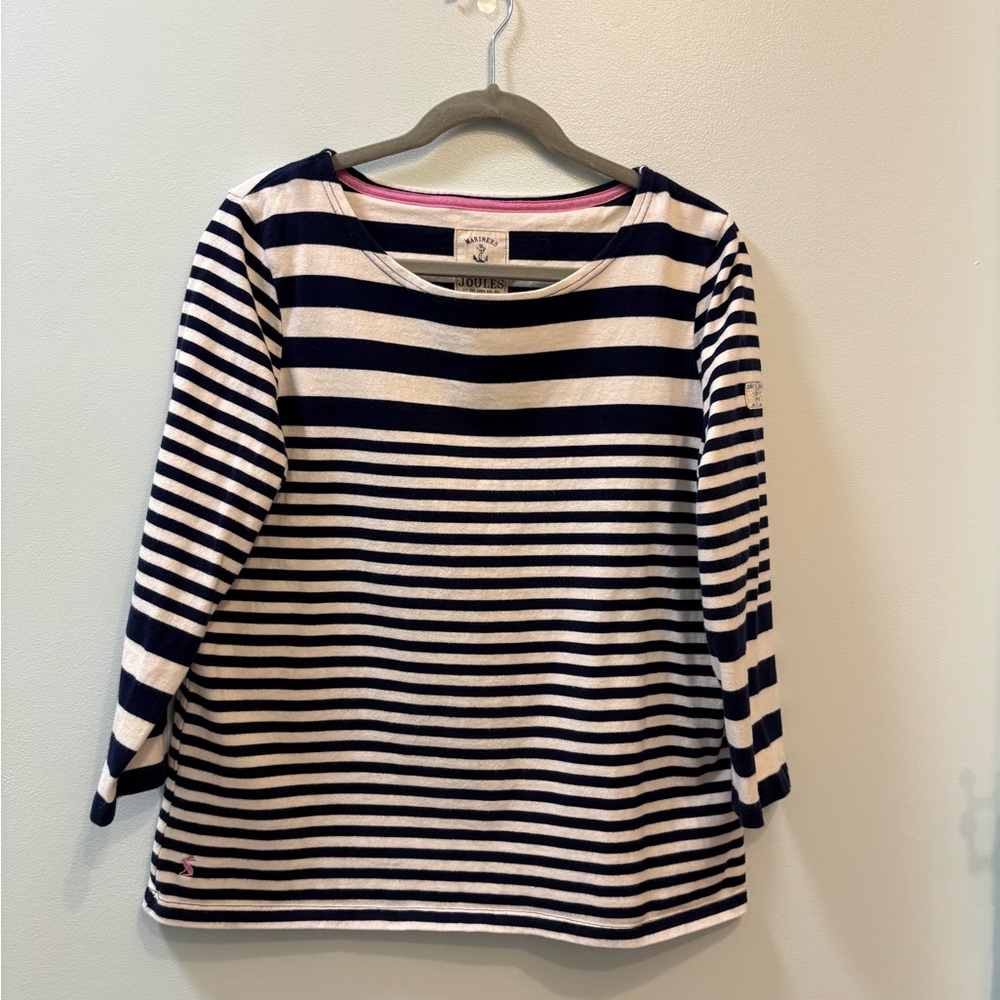 Joules Classic Navy and Cream Striped Long Sleeve Tee